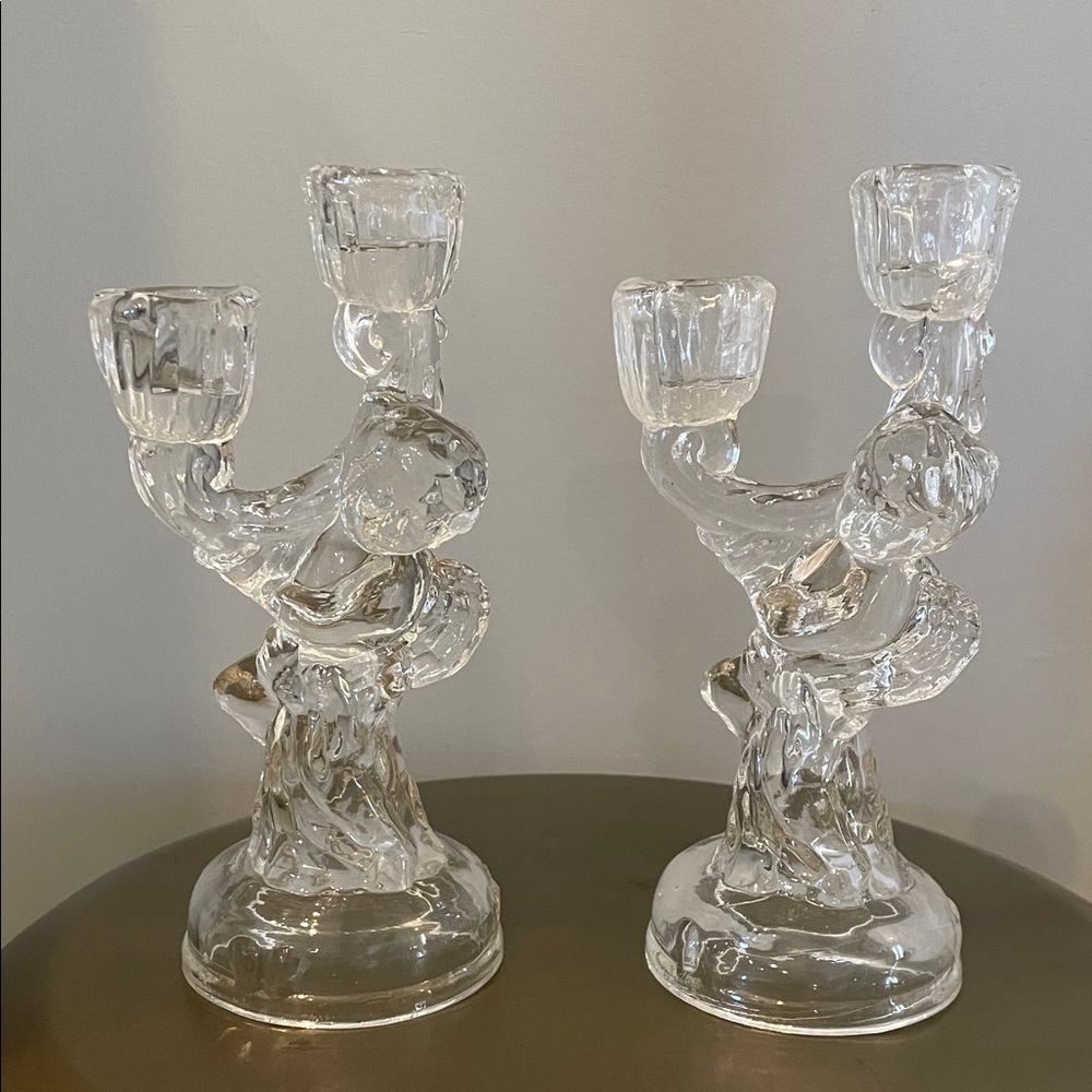 Elegant Glass Candle Holders Angel candelabras